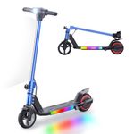 BIIST Blue 6.5 Inch kids Electric Scooter, with front LED lights and multicolor shining lights on pad; foldable scooter for kids with 150W motor, lightweight kids electric scooter