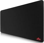 Rii Gaming Mouse Pad XXL,Extend Large Mouse Pad with Stitched Edge, Computer Mousepad (35.43x15.75x0.15in) with Anti-Fray Textured Surface, Desk Mouse Pad with Water-Resistant Non-Slip Rubber Base for Desk,Keyboard ,Computer,PC (Red)