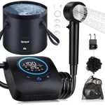 Spopal Portable Camping Shower, [Upgraded] 8000mAh Rechargeable Camping Shower Pump with 20L Collapsible Bucket, LED Display, 4 Spray Modes, IPX8 Waterproof Outdoor Shower for Hiking, Travel, Car, Pet