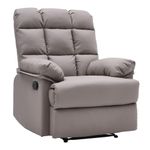 INMOZATA PU Leather Recliner Armchair with Adjustable Leg Rest and Reclining Functions Overstuffed Reclining Chairs Waterproof Recliner Chair for Home Living Room Theater Reading Resting(Khaki)