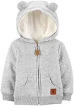 Simple Joys by Carter's Baby Neutral Hooded Sweater Jacket with Sherpa Lining, Gray, 6-9 Months