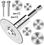 LitKiwi 8PCS Rotary Drill Saw Blades(with 1PCS 1/4" Hex Shank,1PCS 1/8" Round Shank,1PCS 1/4" Round Shank),HSS Saw Disc Wheel Cutting Blades for Drills Rotary Tools