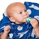 grabease Allover Waterproof Bib for Self-Feeding Infants and Toddlers, Machine Washable, Ages 6-24 Months, Navy