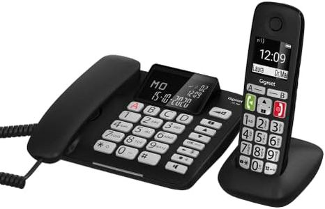Gigaset DL780 Plus Kombi-Set schnurgebundenes Telefon & Mobilteil, extralaut Hören, hörgerätekompatibel, gemeinsames Telefonbuch, schwarz