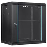 VEVOR 12U Wall Mount Network Server Cabinet, 15.5'' Deep, Server Rack Cabinet Enclosure, 200 lbs Max. Ground-mounted Load Capacity, with Locking Glass Door Side Panels, for IT Equipment, A/V Devices