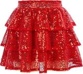 Fairy Dolls Girls Sequin Ruffle Skirt (3-4 Years, Red)