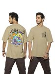 Bewakoof Official Garfield Merchandise Men's Graphic Printed Oversized Fit T-Shirt_624722_Brown_2XL