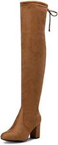 Vepose Women's 991 Over The Knee High Boots Suede Boot Vegan 3.03 Inch Chunky Heels Side Zipper Adjustable Opening Shoes Camel Size 10(CJY991 Camel 10)
