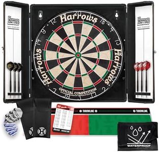 Harrows Dartboard Cabinet Sets – Choice of Pro’s Choice Wooden Cabinet or Top Shot Aluminium Set with Official Competition Board, 6 Darts & Accessories – Home, Club & Gift Options (Aluminium)