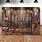 Fayavoo 7x5FT Western Cowboy Backdrop Party Decorations Wild West Rodeo Decor Rustic House Barn Photography Props Background Theme Party Supplies for Kids Birthday Banner Photo Booth