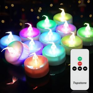 Topstone Color Changing Led Tealight Candles with Remote Control and Timer,Battery Operated Flameless Candle, Votive Candles,Electric Tea Candles for Party,for Indoor Decoration,Pack of 12