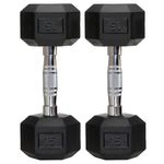 Rubber Coated Hexa Dumbbell Set for Men & Women Professional Exercise Hex Dumbbells for Full Body Workout, Upper & Lower Body Strength Training, Home Gym Exercise. (15kg Pair), Black