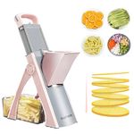 Upgrade Safe Mandoline Slicer Plus for Kitchen, SupMaKin Bigger Port Vegetable Food Potato Chopper, Adjustable Thickness, Julienne & Dicer Salad Making Chopping Artifact (Pink)