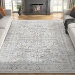 COLLACT Area Rug 6x9 Antibacterial Rug Washable Rug Large Rug Taupe Vintage Farmhouse Rug Floral Print Floor Cover Indoor Rug Foldable Thin Carpet for Living Room Bedroom