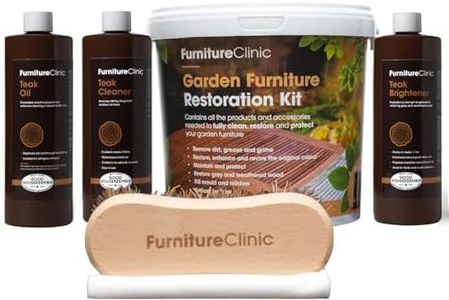 Furniture Clinic Garden Furniture Restoration Kit | For Outdoor Wood Patio Furniture Such as Teak & Other Wood Types | Clean, Brighten, Nourish, & Protect Treated and Untreated Wood