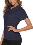 BGOWATU Women's Golf Polo Short Sleeve Lightweight Dry Fit T-Shirts Moisture Wicking Quick Dry 4-Button Navy L