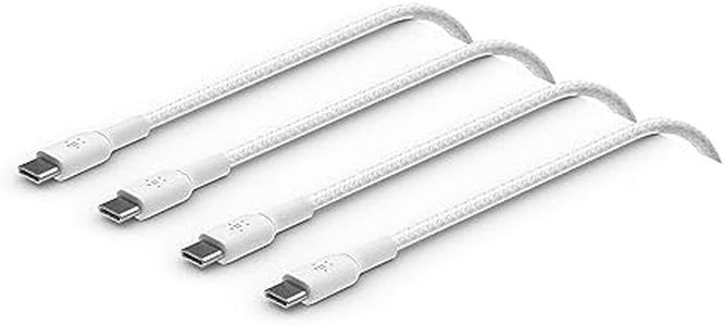 Belkin BoostCharge câble USB-C vers USB-C à gaine tressée, câble USB C charge rapide pour iPhone 16, iPhone 15, Samsung Galaxy S24, S23, iPad Pro, Google Pixel, etc., 2 m, pack de 2, blanc
