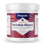 Petpost | Bulldog Wrinkle Wipes for Dogs - Cleans and Soothes Pug Wrinkles and Folds - Ultra Soft Cotton Pads in Coconut Oil Solution 100 ct