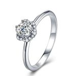 Atylyk Moissanite Engagement Ring 0.5ct Halo Style Wedding Promise Sterling Silver Women's Ring,Size 9