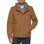 Levi's Men's Washed Cotton Military Jacket with Removable Hood (Standard and Big & Tall), Brown, Small