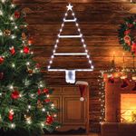 Moxled Battery Christmas Lights - 2ft LED Ladder Christmas Lights with Timer, 8 Modes, Waterproof Ladder Christmas Tree Lights for Outdoor Indoor Window Door Wall Xmas Decorations (White)