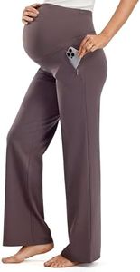 JOYSPELS Maternity Pants Over The Belly Yoga Dress Work Pregnancy Pants Stretchy Lounge Workout Wide Leg Trousers with Pockets Grey