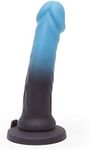 Lovehoney Lifelike Lover Luxe Realistic Dildo - 7 Inch Suction Cup Dildo - Colour Changing Curved Silicone Dildo - Harness Compatible Strap On Dildo - Adult Sex Toy - Waterproof - Black/Blue