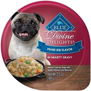 Blue Buffalo Delights Small Breed Natural Wet Dog Food, Prime Rib Flavor in Gravy, 3.5-oz. Cups, 12 Count