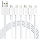 iPhone Charger 6Pack 3/3/6/6/6/9FT [Apple MFi Certified] USB-A to Lightning Cable 2.4A Fast Charging Cable for iPhone 14 13 12 11 Pro Max/XS XR X Mini 8 7 6S 6 Plus iPad iPod-white