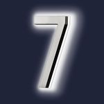 Backlit Illuminated LED House Numbers 5" - Satin Nickel - Address Signs Lighted Plaque - Outdoor/Indoor - Modern - Low-Voltage or 120V - Weatherproof and Corrosion Resistant – Day & Night (#7)