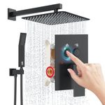 SR SUN RISE Shower System with Push Button Diverter Bathroom Luxury 12 Inch Rain Shower Head with Handheld Spray, High Pressure Shower Faucet Combo Set with Rough-in Valve & Trims, Matte Black