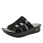 Alegria Womens Julee Triple Adjustable Leather Low Platform Slide Sandal, Vinely, 7-7.5