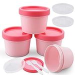 Cosywell Plastic Cream Jars 3.4oz/100ml Empty Cosmetic Pot Jars 4 Pieces Refillable Travel Containers for Toiletries TSA Approved Leak-proof Travel Size Accessories with Lids（Pink）