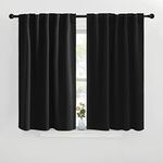 NICETOWN Black Blackout Short Curtains 2 Panels for Kitchen Window - Halloween Home Decor Light Blocking Thermal Curtain Rod Pocket & Back Loop Draperies for Small Window/Closet/Cupboard, W42 x L40