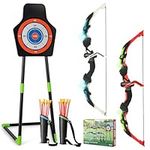 Goplus 2 Pack Bow and Arrow Set for Kids, LED Light Up Archery Set with 20 Suction Cup Arrows, 2 Quivers, Detachable Standing Target, Indoor Outdoor Toys Birthday Gift for Boys Girls Age 3-8, 8-12