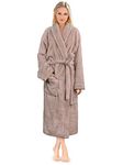 PAVILIA Premium Womens Plush Soft Robe Fluffy, Warm, Fleece Sherpa Shaggy Bathrobe, Taupe, Small-Medium