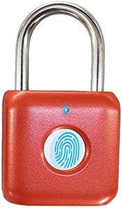 Fingerprint Padlock eLinkSmart Digital Padlock Locker Lock Metal Keyless Thumbprint Lock for Gym Locker, School Locker, Backpack, Suitcase, Luggage (Red)