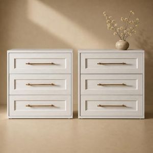 mopio Blake 3 Drawer Dresser for Bedroom, Chest of Drawers, Wood Dresser Organizer, Modern Farmhouse, Tall Night Stand, Enhanced Safety, Sturdy Compliant (White Oak, Set of 2)