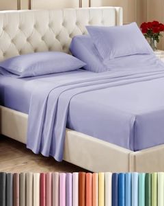 Split Head King Sheet Set – 4 Piece Flex Split Top King Sheets for Adjustable Beds - Fits 14” to 16" Mattress w/ Deep Pockets - Soft, Breathable & Cooling - Luxury Bedding and Wrinkle Free - Lavender