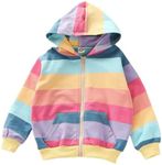 Girls Zip Up Hoodie Jackets for Girls Toddler Girl Kids Sweatshirt Rainbow Clothes Cotton Lightweight Casual Outerwear Top Fall Winter Pink Size 2-3 Years Old 3T