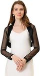 Allegra K Women's Satin Bolero Cardigan Elegant Business Open Front Crop Shrugs Black 16