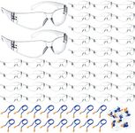 60 Pairs Protective Safety Glasses Goggles with 60 Pairs Reusable Earplugs, Clear Airsoft Goggle Anti Scratch UV Resistant Eyewear Goggles for Men and Women for Work, Lab, Construction, Sports