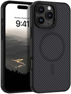 GUAGUA Funda para iPhone 16 Pro [Compatible con MagSafe] Funda magnética para iPhone 16 Pro Case Carbon Fiber Design Stoßfest Schutzhülle TPU und PC Hardcase Slim Cover (6,3'') Negro