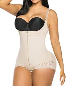 YIANNA Shapewear for Women Tummy Control Fajas Colombianas Body Shaper Open Bust Bodysuit, Beige, S