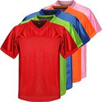 Rioofinx Youth Blank Football Jersey for Boy's, Kid's Athletic Practice Sports T-Shirt Hip Hop Jersey for Party, Red, Medium