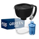 Brita 10 Cup Elite Filter Pitcher with Smart Light Indicator, Reduces 30+ Contaminants including Lead and Microplastics, Filter lasts 6 months, Tahoe, Black