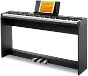 Donner Digital Piano Keyboard Velocity-Sensitive 88 Keys with Removable Piano Stand, Compact Beginner Home Electric Piano with Split Mode, LCD Screen, and Triple Pedal DEP-08