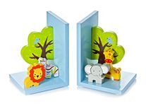 Mousehouse Gifts Wooden Children's Bookends for Boys or Girls Nursery or Bedroom (Blue Safari)