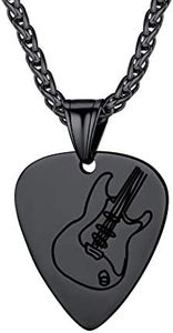 Black Guitar Pick Charm for Men Women Personalized Music Lover Jewelry Stainless Steel Rock Electric Guitar Bass Pendant Necklace