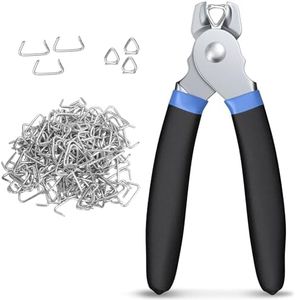 CAMWAY Hog Ring Plier+300 pcs Galvanized Hog Rings, Hog Ring Plier Fit for 1/2", 3/8" and 3/4" Hog Rings,Fixing Tool for Fences,Car Seat Covers,Cages,Ropes, Bags,DIY Crafts,Furniture Upholstery,etc